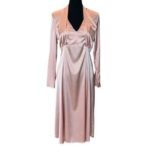 New ~ AREA STARS ~Pale Pink ~ Tie Neck Long Sleeve Satin Dress M